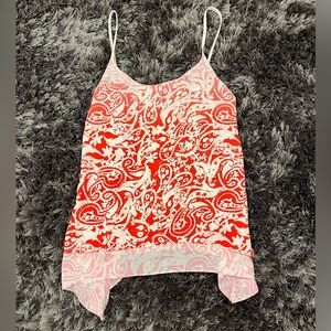 Flowy tank layered handkerchief sides Size Small white coral pink orange by Aqua